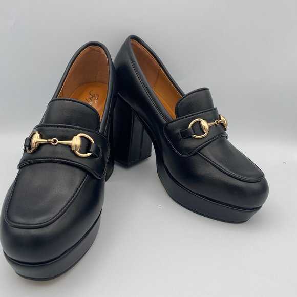 FOWT Shoes - FOWT  Square Moc Toe Block Heel Platform Pumps